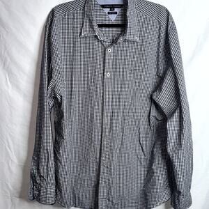 Tommy Hilfiger Mens Size XXL Blue White Check Button Up Long Sleeve Shirt